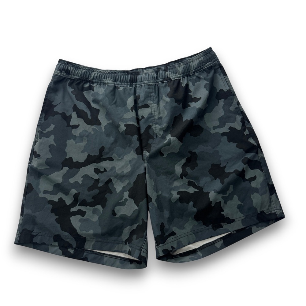 Chubbies Mens Lined Athletic Shorts Charcoal Camo 5.5 Inch Inseam Size Large